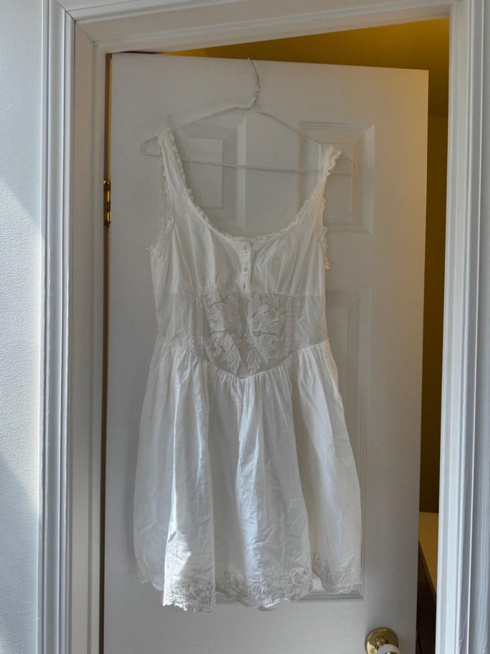 White Embroidered Cotton Sundress